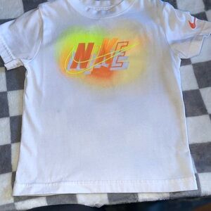 2 piece set Nike Kids White Tee with Neon Orange and Yellow Logo